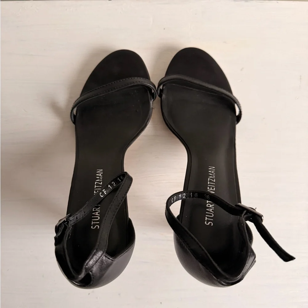 SOLD❌ Stuart Weitzman Black Single-Strap Ankle-Heel Sandal - Picture 3 of 9